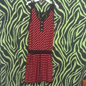 Red and black romper